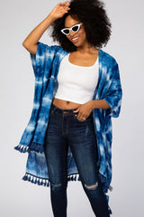 Navy Blue Tie Dye Tassel Maternity Coverup