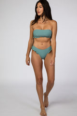 Sage Ribbed Ruffle Accent Bikini Set