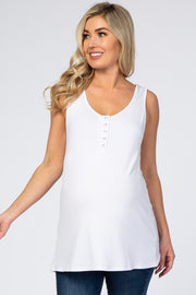 White Snap Button Maternity Tank Top