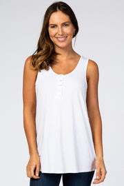 White Snap Button Tank Top