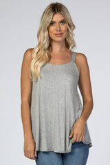 Heather Grey Wide Strap Flowy Tank