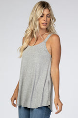 Heather Grey Wide Strap Flowy Tank