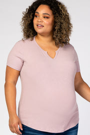 Lavender Ribbed Maternity Plus T Shirt