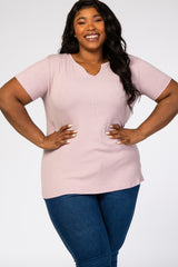 Lavender Ribbed Maternity Plus T Shirt