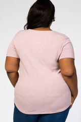 Lavender Ribbed Plus T Shirt