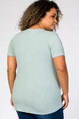 Mint Green Ribbed Maternity Plus T Shirt