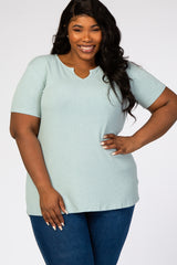 Mint Green Ribbed Maternity Plus T Shirt