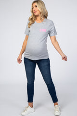 Heather Grey "Babe" Graphic Maternity Tee