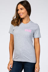 Heather Grey "Babe" Graphic Maternity Tee