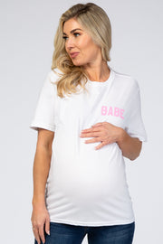 White "Babe" Graphic Maternity Tee