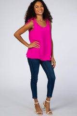 Magenta Knot Accent Sleeveless Top