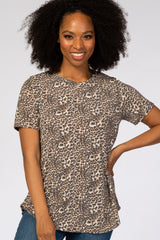 Taupe Animal Print Short Sleeve Top