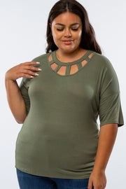 Olive Front Cutout Plus Top