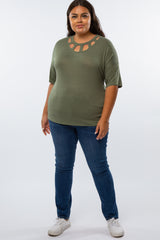 Olive Front Cutout Plus Top