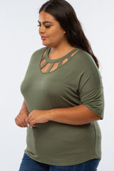 Olive Front Cutout Plus Top