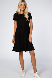 Black Short Sleeve Babydoll Dress