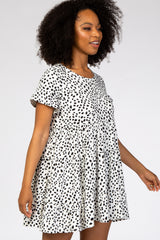 Ivory Animal Print Tiered Dress