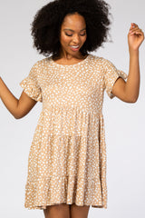 Taupe Animal Print Tiered Dress