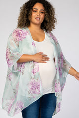 Mint Floral Chiffon Maternity Plus Cover Up