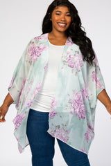 Mint Floral Chiffon Maternity Plus Cover Up