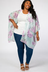 Mint Floral Chiffon Plus Cover Up