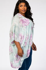 Mint Floral Chiffon Plus Cover Up