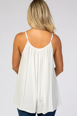 White Crochet Detail Sleeveless Maternity Top