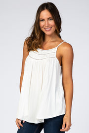 White Crochet Detail Sleeveless Top