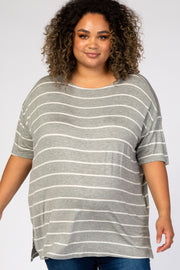 Grey Striped Plus Maternity Tee