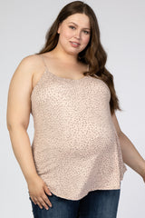 Peach Animal Print Maternity Plus Tank Top