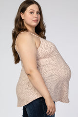 Peach Animal Print Maternity Plus Tank Top