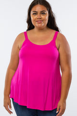 Fuchsia Wide Strap Flowy Plus Tank