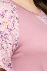 Mauve Floral Sleeve Plus Maternity Top