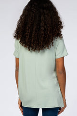 Mint Short Sleeve Knotted Hem Top