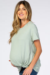 Mint Short Sleeve Knotted Hem Maternity Top