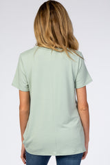 Mint Short Sleeve Knotted Hem Maternity Top