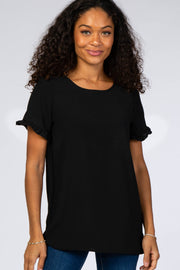 Black Ruffle Sleeve Blouse