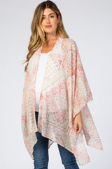 Mauve Floral Geometric Sheer Maternity Cover Up