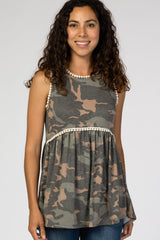 Olive Camo Crochet Tim Maternity Tank