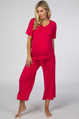 Fuchsia V-Neck Maternity Sleep Set