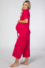 Fuchsia V-Neck Maternity Sleep Set