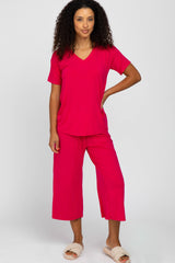 Fuchsia V-Neck Maternity Sleep Set