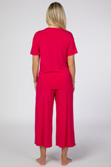 Fuchsia V-Neck Maternity Sleep Set