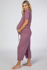 Mauve V-Neck Maternity Sleep Set