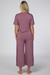 Mauve V-Neck Maternity Sleep Set