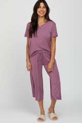 Mauve V-Neck Maternity Sleep Set