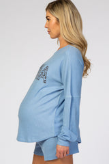 Blue Mama Waffle Knit Maternity Pajama Set