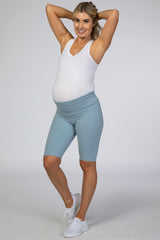 Blue Basic Maternity Bike Short