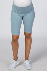 Blue Basic Maternity Bike Short