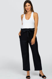 Black Front Tie Maternity Dress Pants